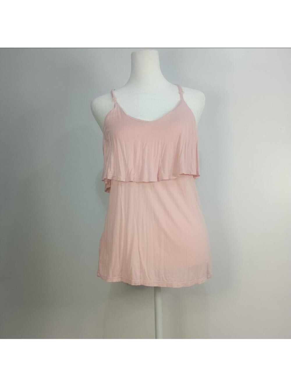 Forever 21 Blush Pink Layered Ruffle Tank Top Camisole Womens Size Medium